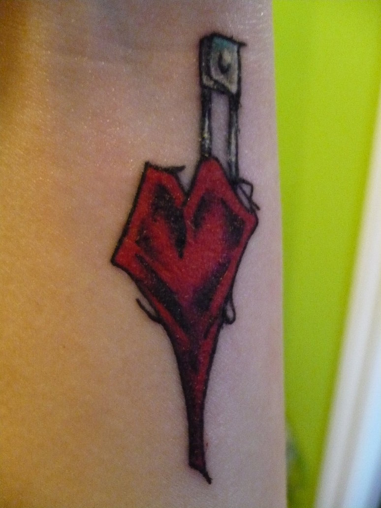 Read Complete Safety Pin Red Heart Tattoo By RedHerotheO