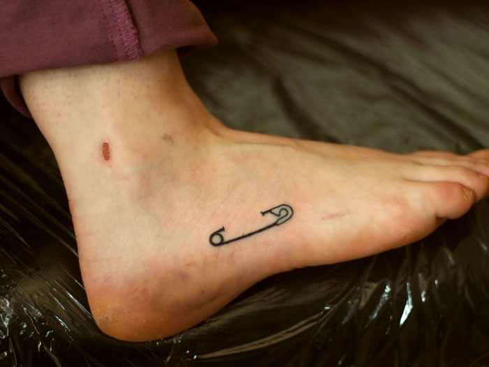 Safety Pin Tattoo On Foot