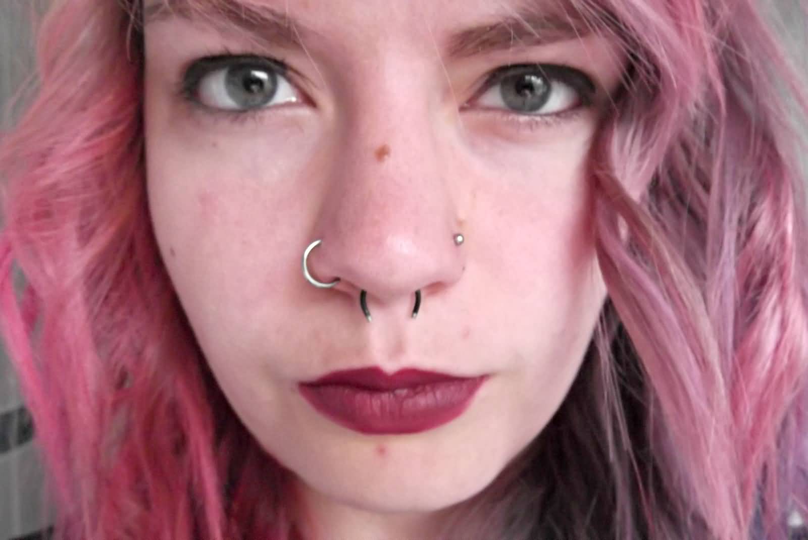 Septum And Both Nostril Piercings