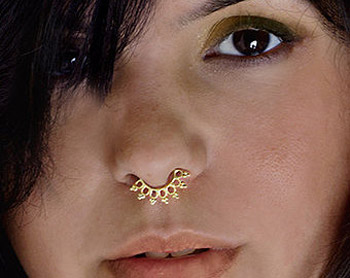 Septum Piercing With 7g Gold Septum Ring