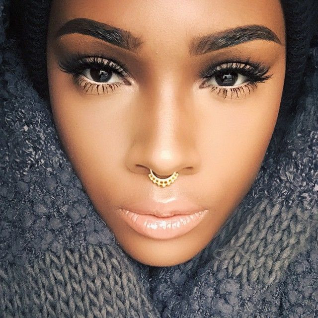 Septum Piercing With Gold Septum Ring