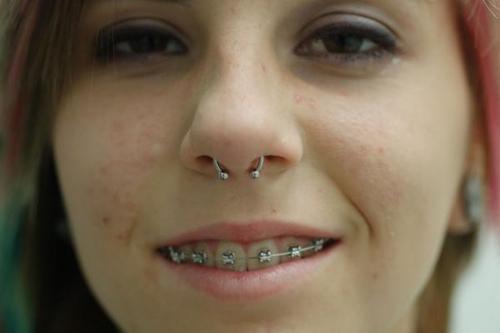 Septum Piercing With Silver Circular Barbell