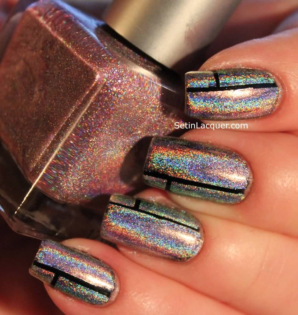 Shimmering Holographic Nail Art