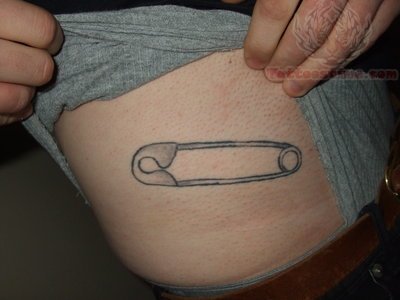 Side Rib Safety Pin Tattoo