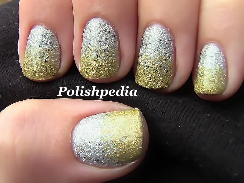 Silver And Gold Pattern Glitter Nail Art