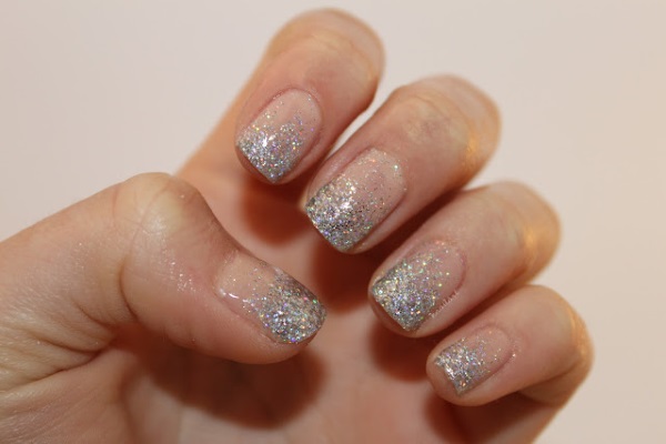 Silver French Tip Glitter Nail Art