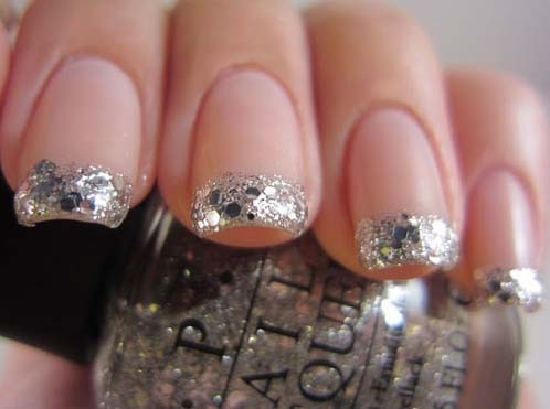 Silver Glitter Tip Nail Art Design Idea