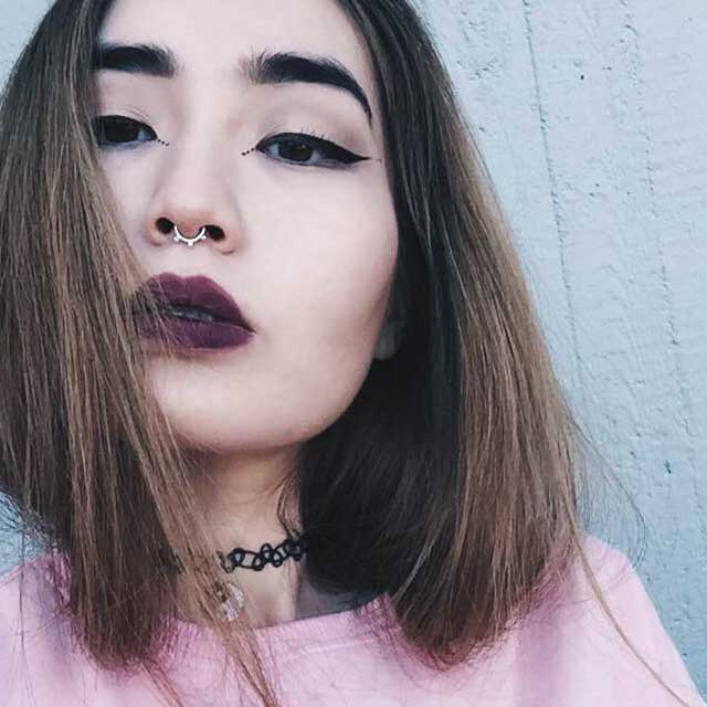 Silver Ring Septum Piercing Picture