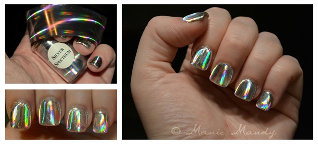 Silver Spectrum Holographic Nail Art