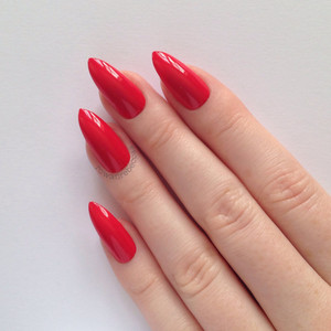 Simple And Cute Red Stiletto Nail Art