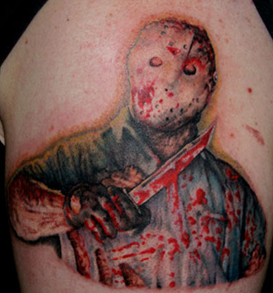 Simple Blood On Jason Body Tattoo