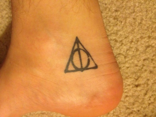Simple Deathly Hallows Simple Tattoo On Ankle
