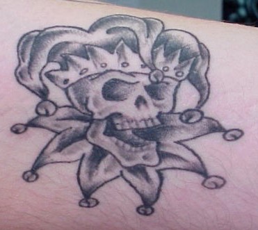 Simple Evil Jester Skull Tattoo By Mr Taboo