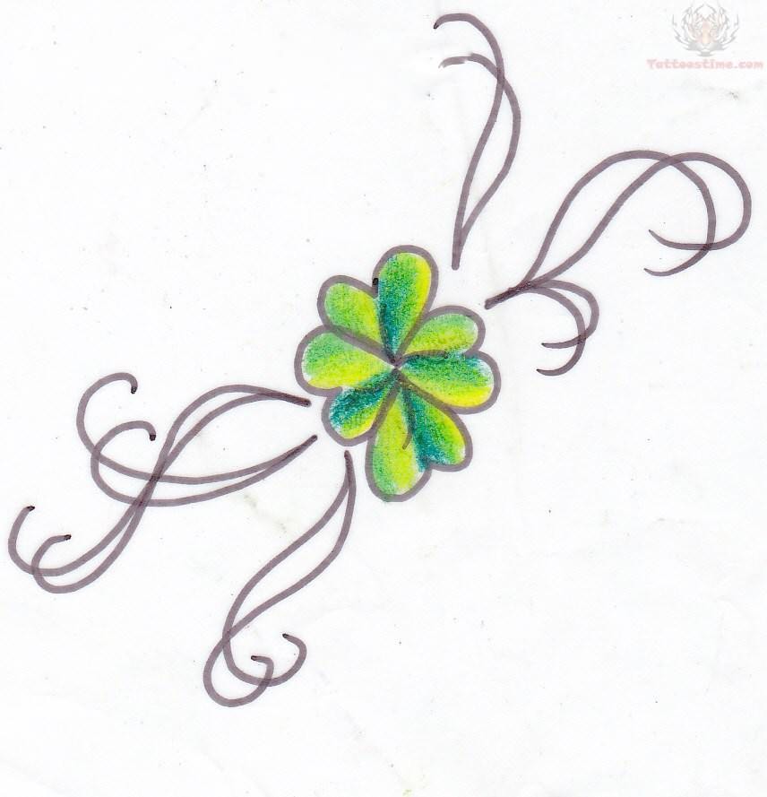 Simple Four leaf Shamrock Tattoo Design