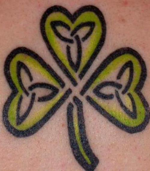 Simple Green Celtic Shamrock Leaf Tattoo