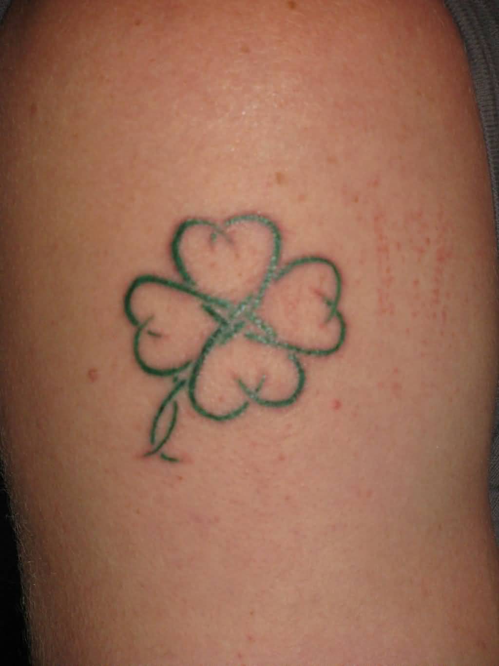 Simple Green Shamrock Outline Tattoo