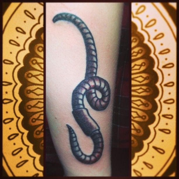 Simple Grey Worm Tattoo