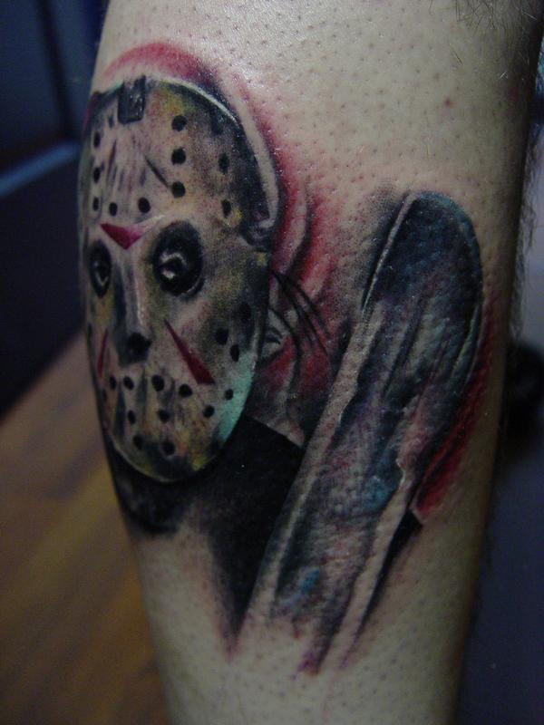 Simple Jason With Knife Tattoo