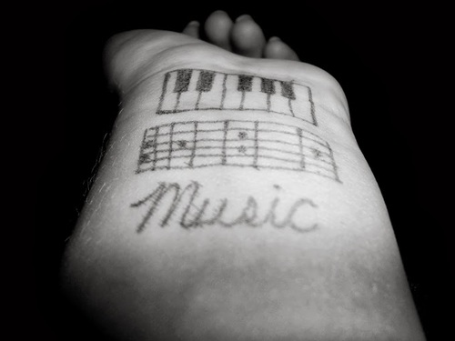 Simple Piano Keys Music Tattoo On Left Wrist