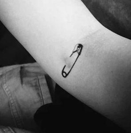Simple Safety Pin Arm Tattoo