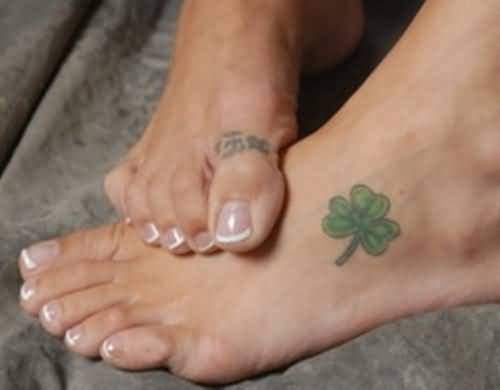 Simple Shamrock Leaf Tattoo On Foot