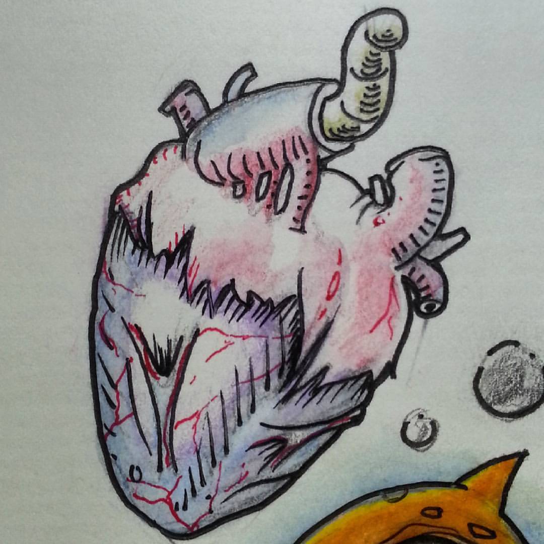 Simple Worm With Heart Tattoo Sketch