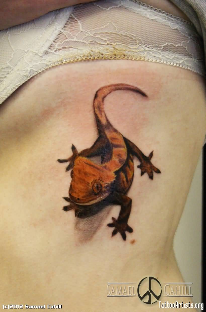 Small 3D Reptile Tuatara Tattoo