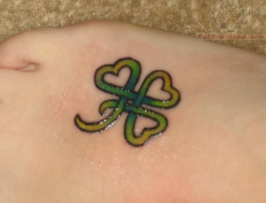 Small Celtic Shamrock Tattoo On Foot
