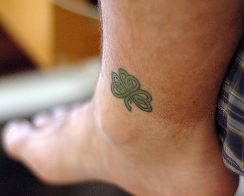 Small Celtic Style Shamrock Tattoo On Right Ankle