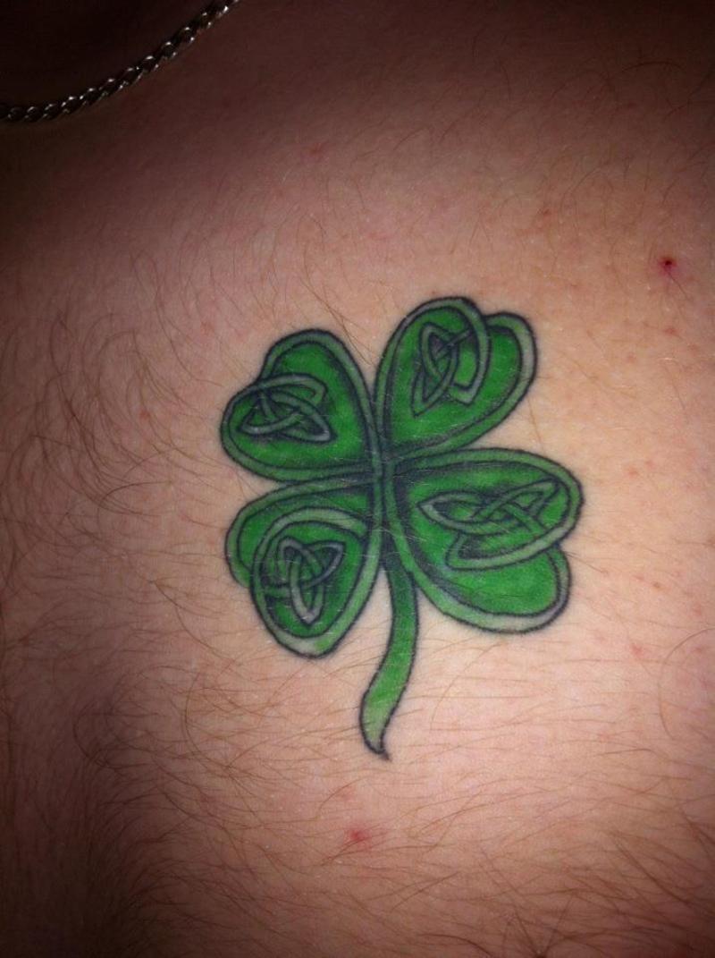 Small Green Celtic Four Leaf Shamrock Tattoo