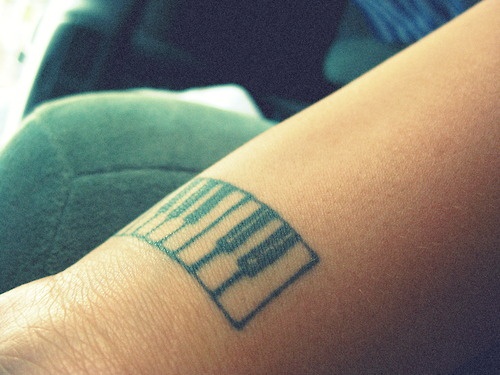Small Piano Keys Wrist Tattoo