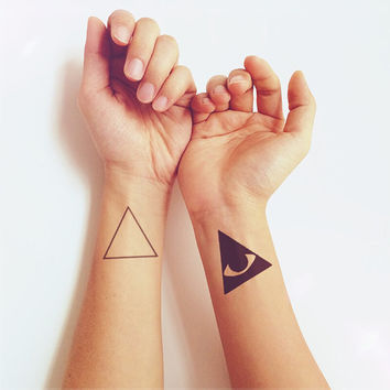 Small Triangle Eye With Triangle Outline Tattoos On Wrists