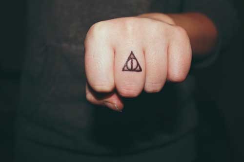 Smallest Deathly Hallows Finger Tattoo