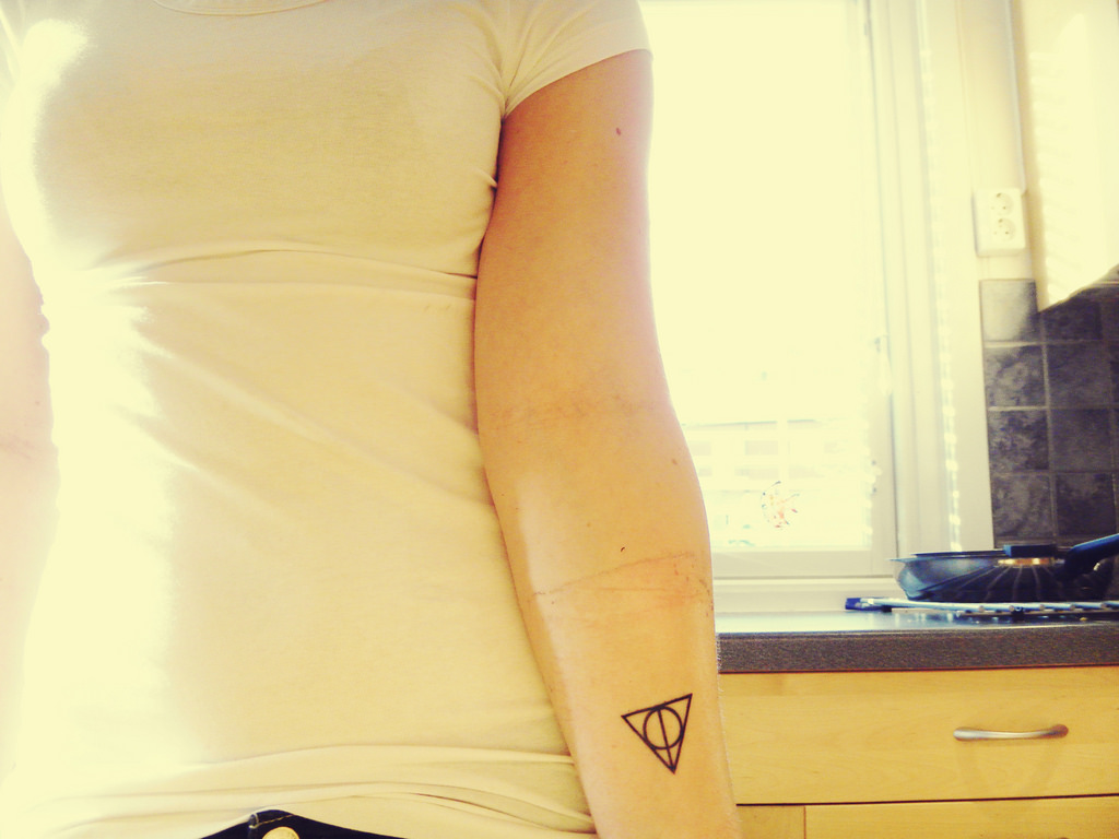Smallest Deathly Hallows Forearm Tattoo By Julie Elien