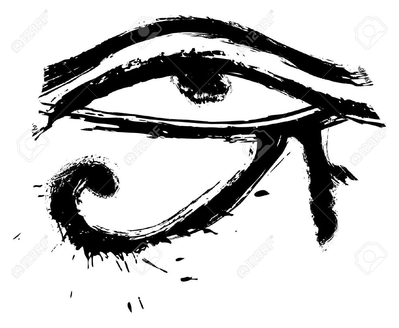 Superb Black Horus Eye Watercolor Tattoo Sample
