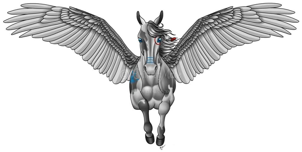 Superb Flying Pegasus Tattoo Design