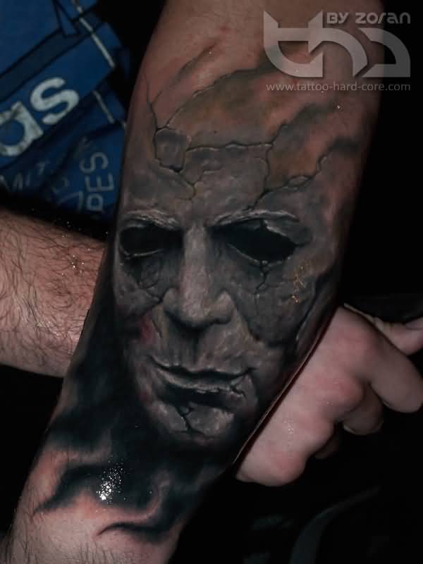 Superb Grey Jason Tattoo On Forearm By Zoran