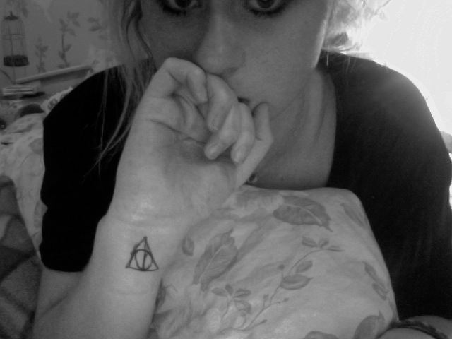 Terrible Small Deathly Hallows Tattoo On Wrist