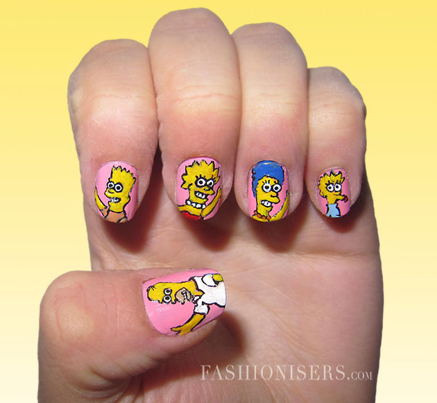 The Simpsons Cute Cartoon Nail Art Design