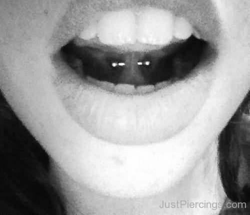 Tongue Frenulum Piercing With Barbell