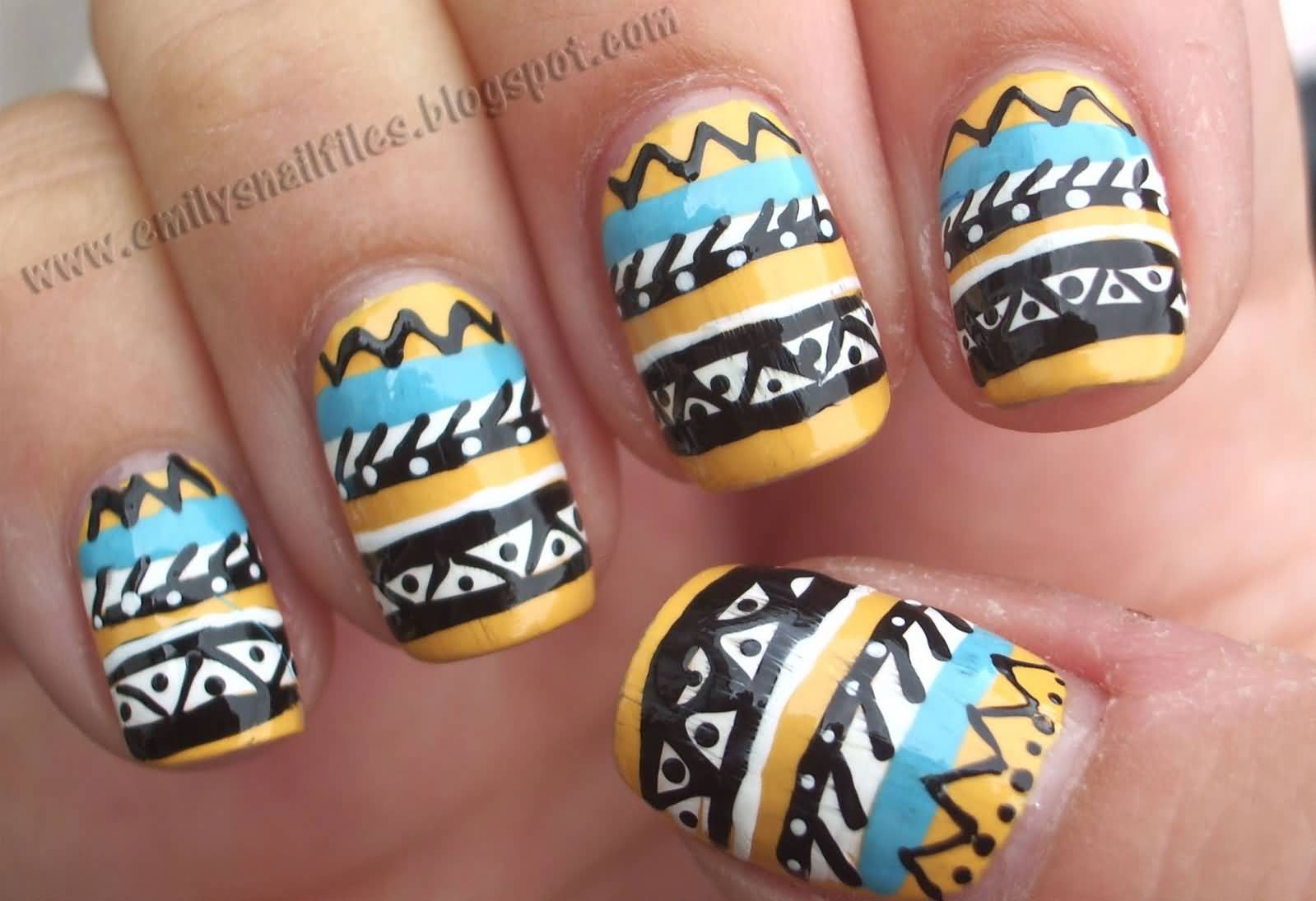Tribal Aztec Nail Art Design Idea