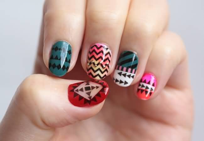 Tribal Nail Art With Printable Decals Design