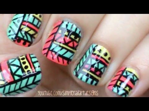 Tribal Print Nails Design Idea