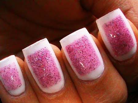 Unique Pink Glitter Nail Art Design Idea