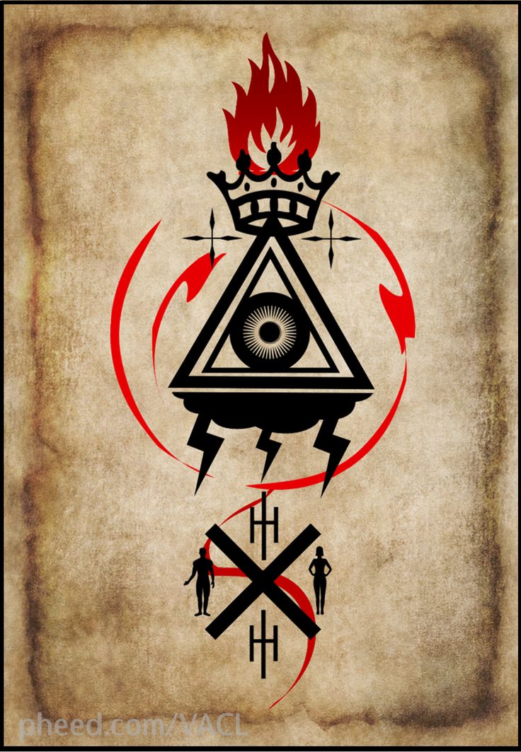 Unique Triangle Eye With Crown And Lightning Tattoo Design
