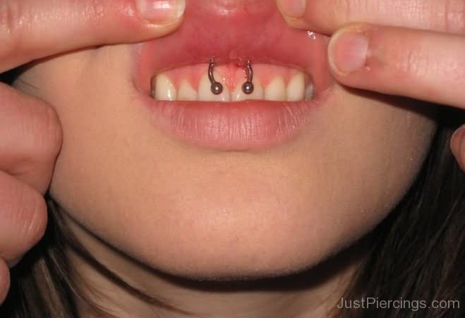 Upper Lip Frenulum Piercing For Girls