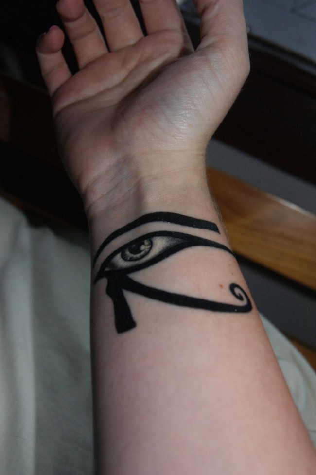 Very Nice Horus Eye Tattoo On Wrist