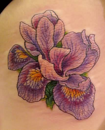 Very Nice Purple Iris Tattoo