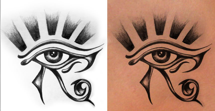 Wonderful Grey Ink Horus Eye Tattoo Designs