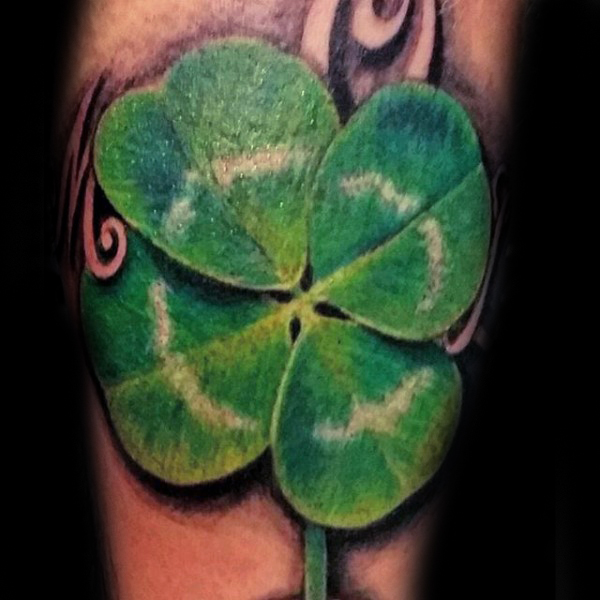 Wonderful Realistic Four Leaf Shamrock Tattoo
